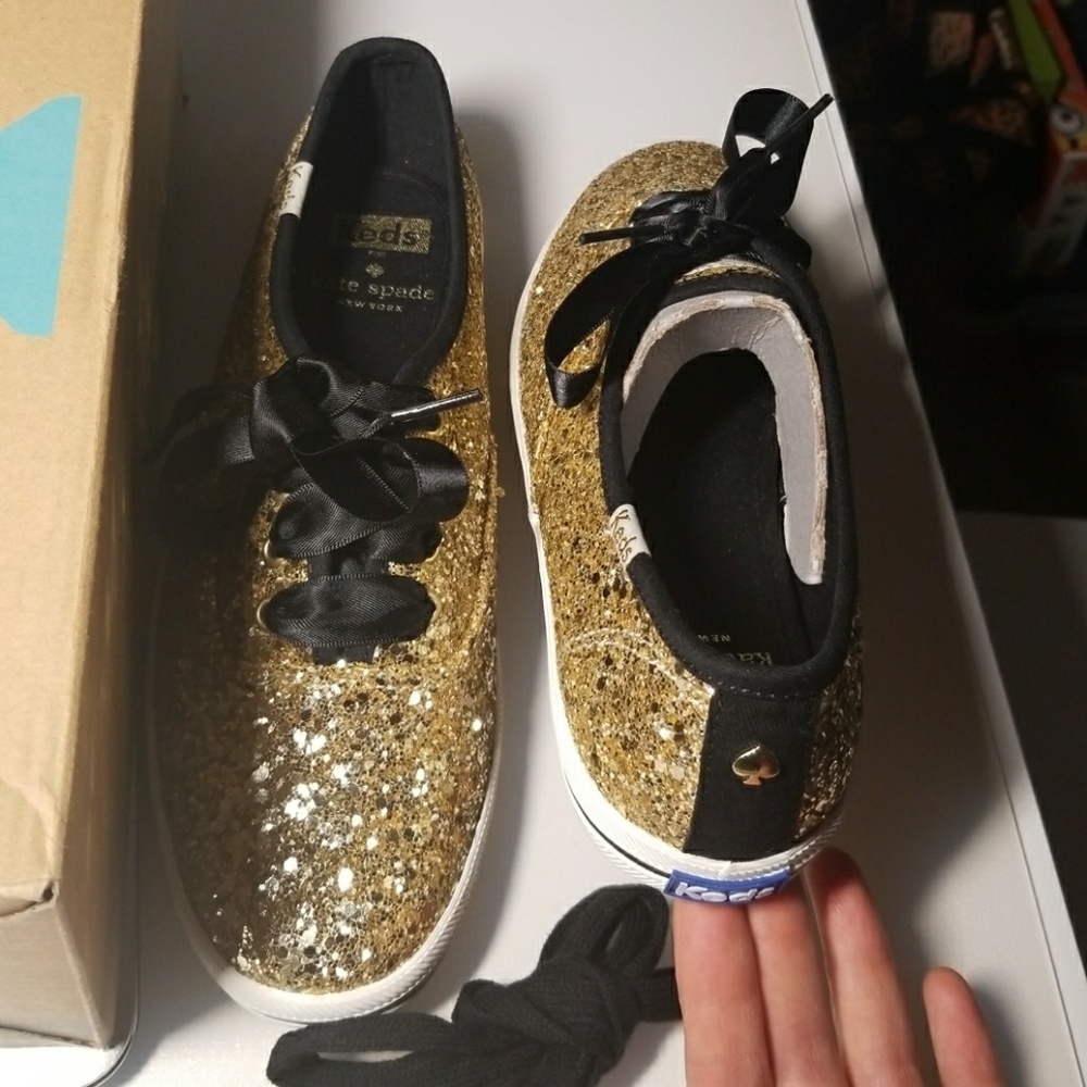 keds kate spade CH KS Gold glitter women size 6M